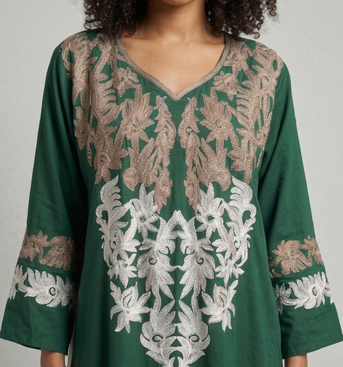 Emerald Blossom Embroidered Abaya