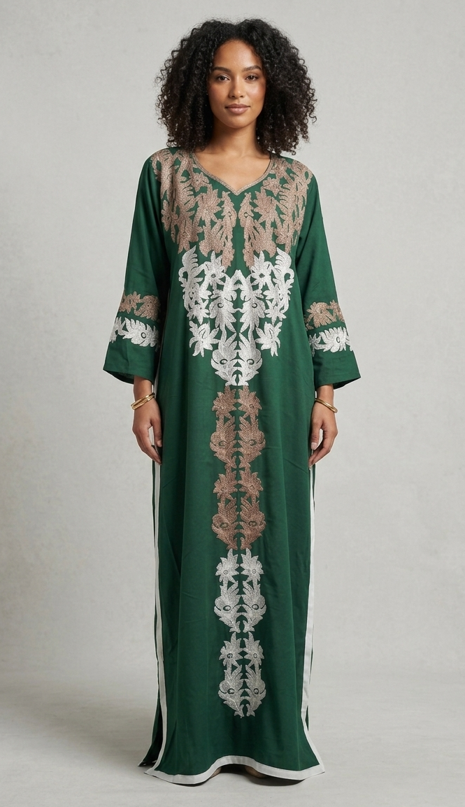 Emerald Blossom Embroidered Abaya